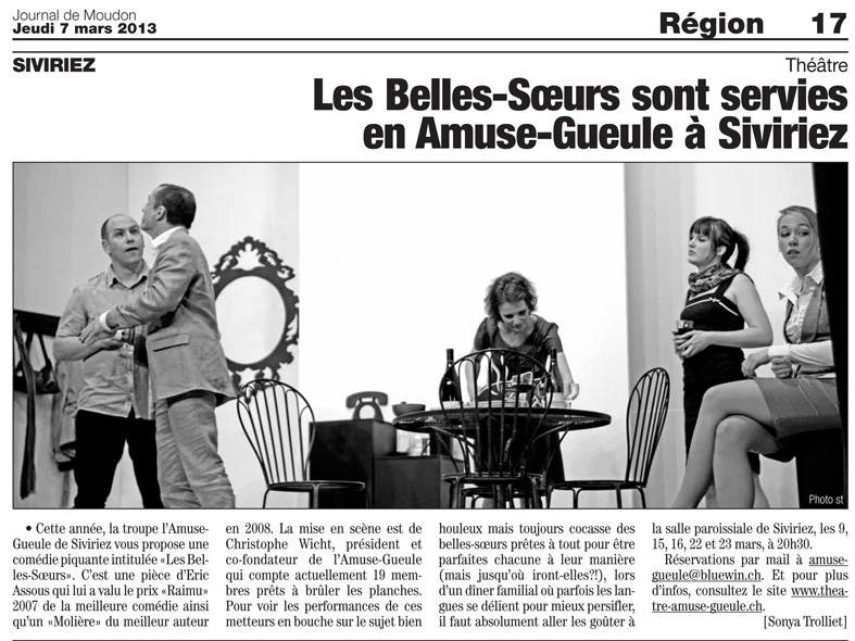 Article paru dans la Feuille Fribourgeoise du 15 mars 2012